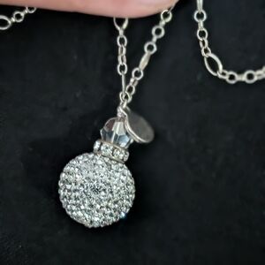 Hillberg And Berk Crystal Sterling Silver Crystal Disco Ball Necklace Dazzling